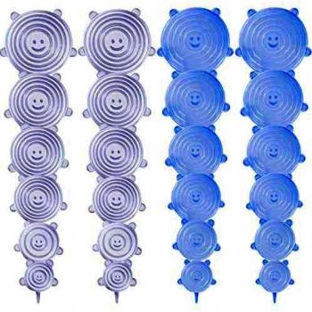 Elásticas Tapas-de-Silicona Reutilizable-Ajustables Fundas para Alimentos-Protectoras - para varios recipientes, Lavavajillas, horno microondas, congelador, libre de BPA