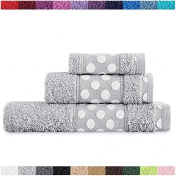 EIFFEL TEXTILE Juego de Toallas de Baño Lunares 3 Piezas Gris Claro