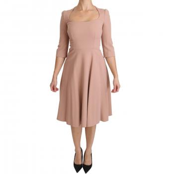 Dolce & Gabbana Pink 3/4 Sleeves A-line Viscose Dress - IT38|XS, Midi Dress, Female, Size: 2XS