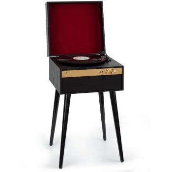 Tocadiscos Auna Berklee TT Case con Transmisión por Correa, Velocidades 33 1/3 y 45 RPM, Altavoces Estéreo de Madera