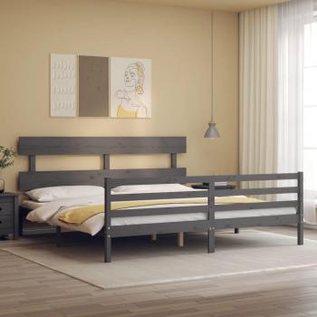 Cabecero de cama gris 200x200 cm en madera maciza vidaXL