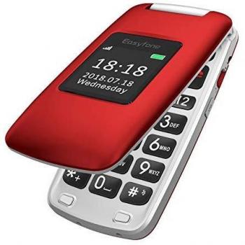 Easyfone Prime A1 3G Flip Teléfono para Personas Mayores, Audífonos Compatibles, Teclas Grandes, Cámara de 2.0MP, Fácil de Usar Celular para Ancianos con SOS