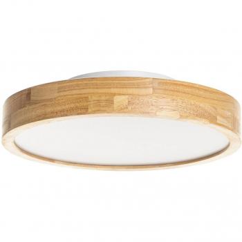Plafón LED Milada de Lindby, tipo de producto: lámpara de techo, características: acabado en roble marrón, tecnología CCT (temperatura de color ajustable), incluye control remoto, diseño moderno ideal para salón y comedor