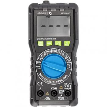 Polímetro digital universal Hogert Technik HT1E600, medidor de voltaje, con pantalla LCD, rango de medición de voltaje hasta 600V, capacidad para medir corriente continua y alterna, resistencia, continuidad y diodos