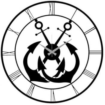 Reloj de Pared Anclas Epikasa, Metal Negro, 50x0,15x50 cm