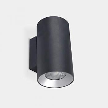 Aplique de jardín Cosmos Glass, aluminio gris urbano, transparente 2 bombillas 28,1 cm, LEDS C4 Cosmos Aplique de pared ø168 Doble emisión exterior LED Up Down Light Large Urban Grey IP55 IK 4000