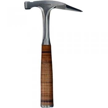 Martillo de carpintero Picard 0079090, 500 G, color plateado/marrón, con soporte magnético para clavos y mango de cuero repujado