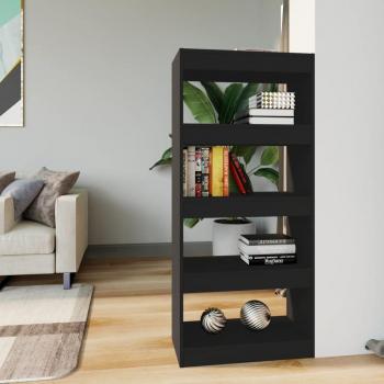 Librería/partición negra de madera multicapa 60x30x135 cm
