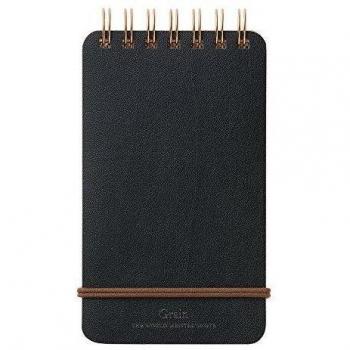 Midori 11796006 - Libreta de cuero reciclado, color negro
