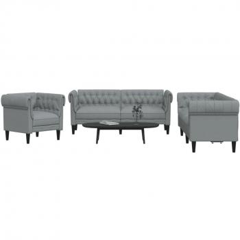 Conjunto de sofás 3 piezas de tela gris claro vidaXL