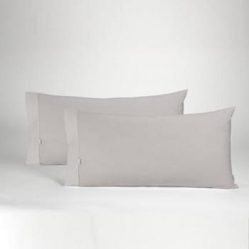 Pack 2 Fundas de Almohada Color Plomo 45x80 cm - Suave y Duradera (50% Algodón / 50% Poliéster, 144 Hilos)