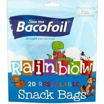 Baco Rainbow bocadillos pequeños Bolsas 130x120mm 20 por paquete