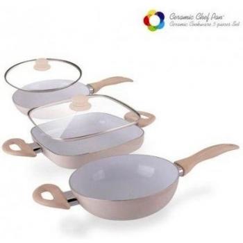 Appetitissime Chef Pan Elegance Edition Sartenes Antiadherentes, Aluminio, Crema, 20 cm, 3 Unidades