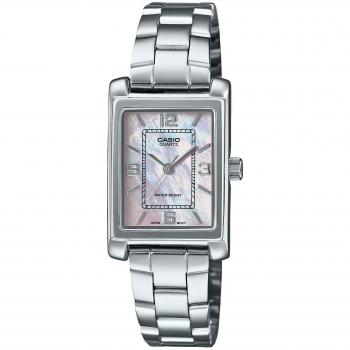 Casio Women's Quartz Analog Watch with Mother of Pearl Dial and Stainless Steel Band