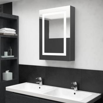 Mueble de baño con espejo y LED gris brillante 50x13x70 cm