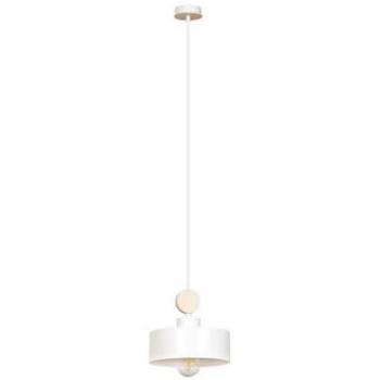 Lámpara de Suspensión Tuniso EPIKASA, Acero con recubrimiento de polvo y Madera, Blanco, 20x100x20 cm