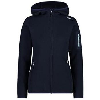 CMP Women's Knitted Fleece Hoodie with Fixed Hood - Navy Blue/Clear Blue - XS