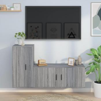 Set de muebles de TV 2 piezas madera contrachapada gris Sonoma vidaXL