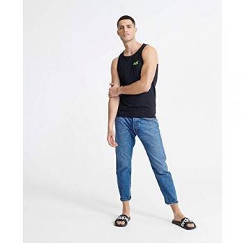 Superdry Hombre Camiseta de Tirantes Neon Lite Negro L