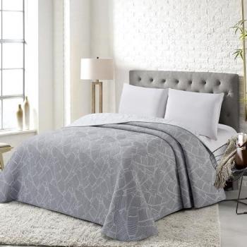 Colcha Bouti Reversible Araquil Gris Jacquard Extra Suave de Poliéster para Primavera-Verano-Otoño - Tamaños 90 a 200 cm