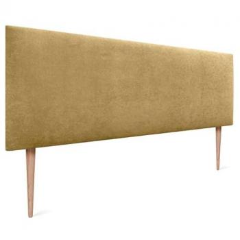 Cabecero Tapizado AQUALINE de Polipiel o Tela Liso en Mostaza con Patas para Camas 120/135/140 (145x105cm)