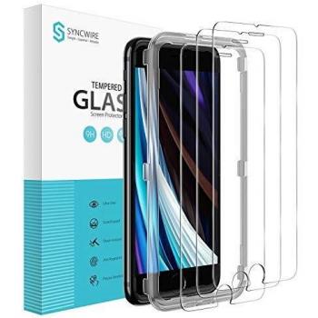 Syncwire protector pantalla iphone 8 7 6s 6 3pack cristal templado premium iphone 8 7 6s 6 vidrio soporta 3d touch dureza 9h 6x mas fuerte marco para la instalacion sin burbujas