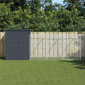 vidaXL Dog House with Run Anthracite 165x127x181 cm Galvanised Steel