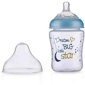 Nûby - Biberón - Little Moments - Azul - Flujo lento - 270ml - 0 Meses