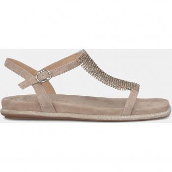 Alma en Pena Sandalias Planas de Mujer V240846 Beige con Puntera Cuadrada y Cierre con Hebilla