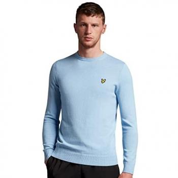 Lyle & Scott Men's Light Blue Merino Cotton Round Neck Sweater