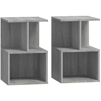 Mesitas de noche 2 uds madera contrachapada gris Sonoma 35x35x55cm