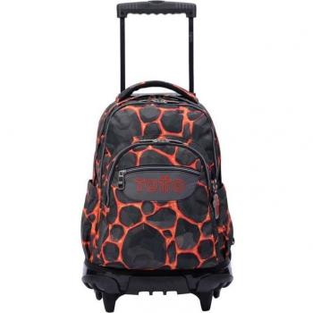 Mochila Escolar Totto Renglones con Ruedas Estampado Rocas Multicolor