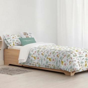 Funda Nórdica Kids&Cotton Jeddah Small Blanco Menta 175 Hilos 180 x 220 cm y 180 x 240 cm