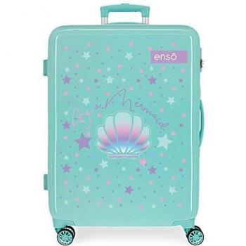Enso Be a Mermaid Maleta Mediana Verde 48x68x26 cms Rígida ABS Cierre combinación 70L 3,7Kgs 4 Ruedas Dobles