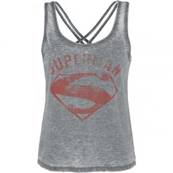 Superman Logo Top Mujer Gris/Melé
