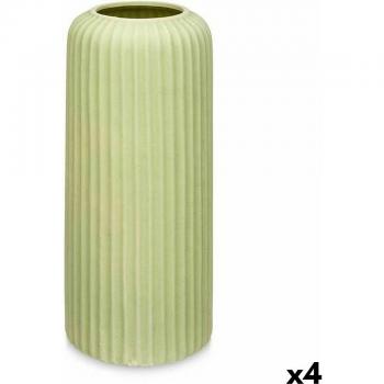 Jarrón Verde Dolomita 16 x 40 x 16 cm (4 Unidades) Rayas