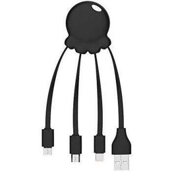 Xoopar Cable USB multiconector Octopus - Cable USB 4 en 1: Lightning, USB C, USB y Micro USB - Cable USB multienchufes - Cable Cargador Universal
