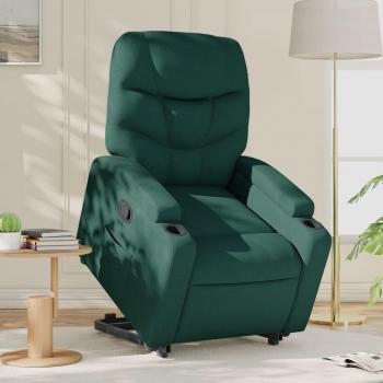 Sillón reclinable elevable en tela verde oscuro Vidaxl