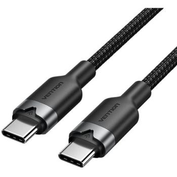 Cable USB 2.0 Tipo-C Macho a Tipo-C Macho 3A Vention 1m Negro Aluminio Trenzado 60W 480Mbps