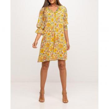 Vestido corto estampado con bordado Niza