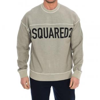 Sudadera de Hombre Dsquared2 de Manga Larga con Cuello Redondo en Color Caqui - Talla Pequeña