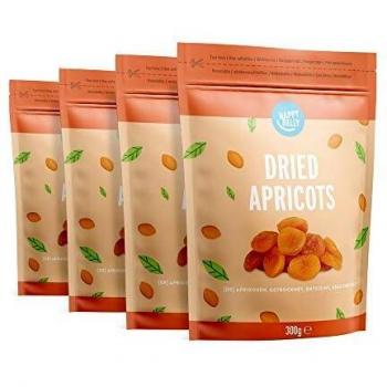Marca Amazon - Happy Belly Orejones de Albaricoque, 300gr x 4