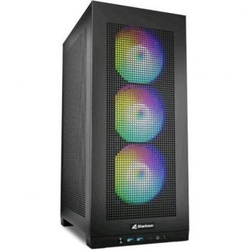 Caja PC Mini ITX Sharkoon Rebel C20 RGB, capacidad para 9 ventiladores, soporte de tarjeta gráfica hasta 36.5 cm, color negro