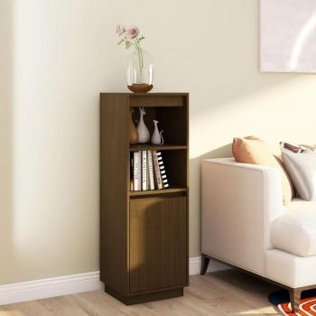 Aparador alto de madera maciza de pino marrón miel 37x34x110 cm, Mueble de Almacenaje de Salón, Buffet para salón Moderno, Armario Auxiliar, Armario de Almacenamiento