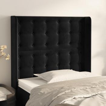 Cabecero con Orejas de Terciopelo Negro 103x16x118/128 cm