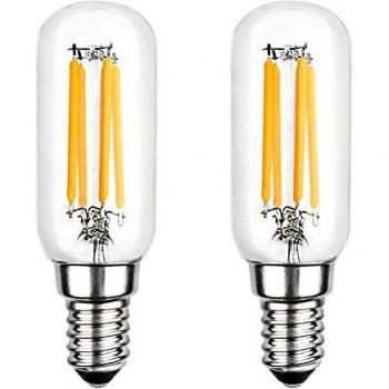 Bombilla LED E14 Regulable Luz Calida 2700K, T25, 4W Retro Edison LED Equivalente a 40W, 400LM, Bombillas Filamento Vintage E14 Pequeña para Campana Extractora, Lámpara de Techo, pack de 2