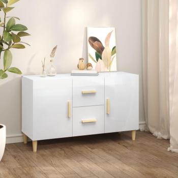 Aparador de madera de ingeniería blanco brillante 100x36x60 cm, Mueble de Almacenaje de Salón, Buffet para salón Moderno, Armario Auxiliar, Armario de Almacenamiento