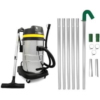 Aspirador Húmedo y Seco 60L con Kit de Postes Extensibles para Canalones 1,2-7,2m, Motor 1400W, Función Húmedo/Seco y Bo