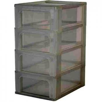 Iris Ohyama Organizer Chest OCH-2004, Torre de Almacenamiento con 4 cajónes Och 2004-Plástico, Blanco/Transparente, 28 L, 26 x 35,5 x 49 cm, 4 x 7 L