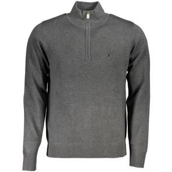 U.S. Polo Assn. Men's Elegant Half-Zip Sweater with Embroidery Detail, Gray, Size: XXL, Nylon